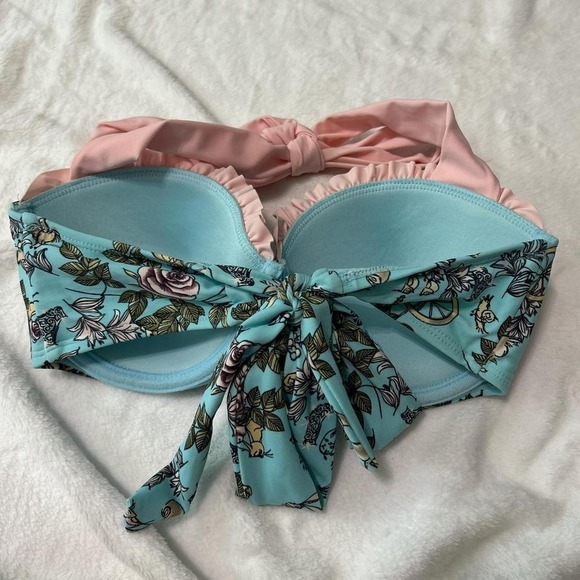 Disney Bikini Top – Teal & Pink Ruffle Swim Top – Women's Size Small - Picture 3 of 6